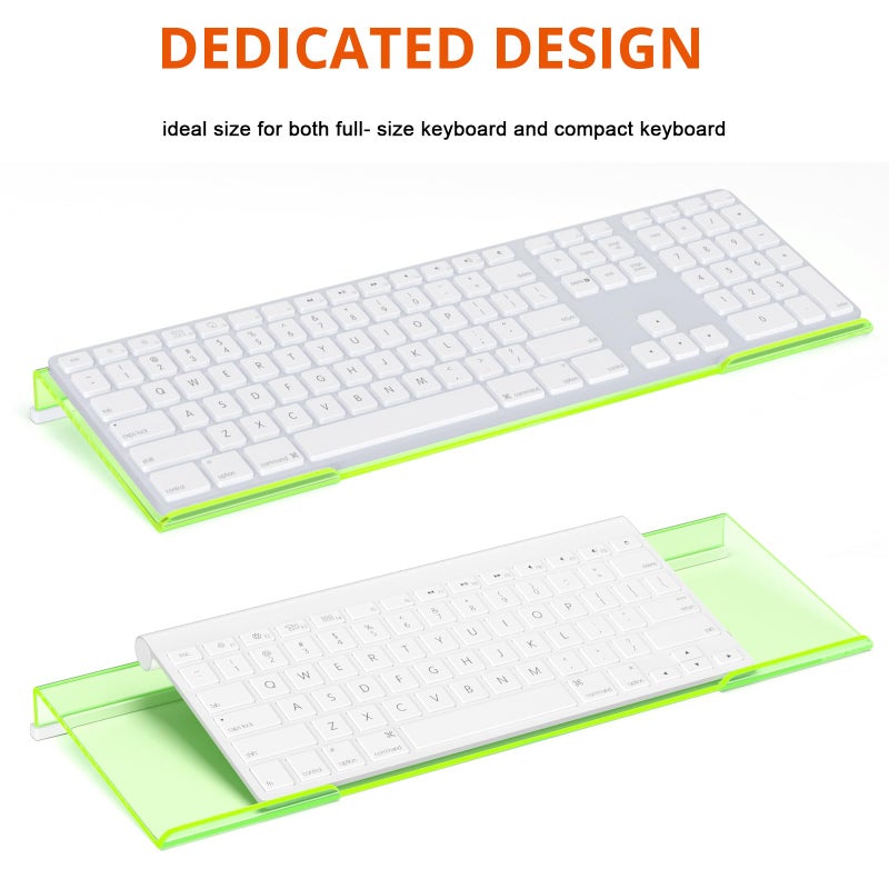 Richboom Epoptic Green Acrylic Tilted Computer Keyboard Holder for Easy Ergonomic Typing, Keyboard Stand for Office, Home, School, Fluorescent Green - Image 2